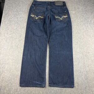 Rocawear Mens Jeans 34x31 Blue Dark Wash Denim Skate Hip Hop Embroidered Y2K VTG